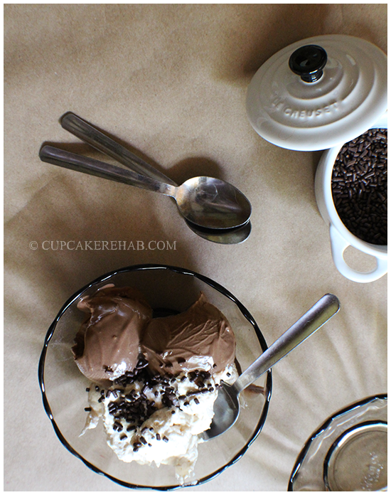 Chocolate chocolate whiskey ice cream with peanut butter whipped cream!