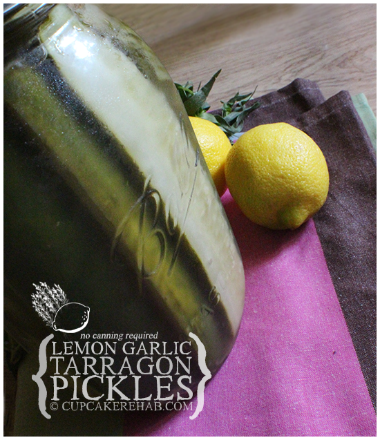 Lemon garlic tarragon pickles. No canning required!