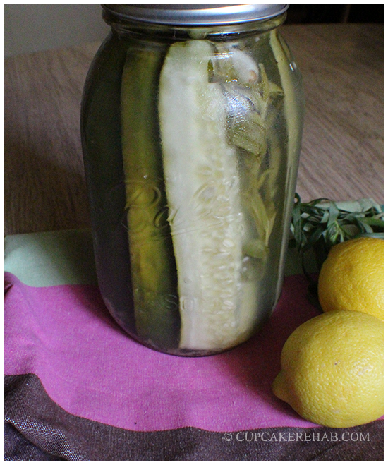 Lemon garlic tarragon pickles.