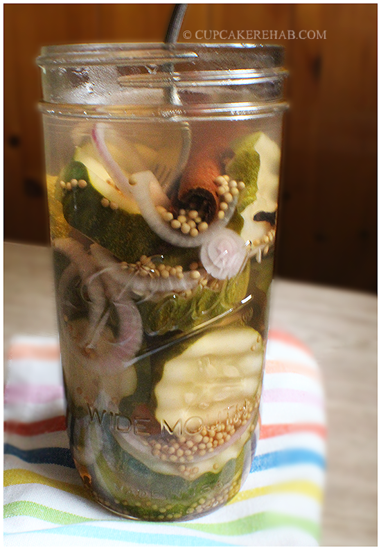 Refrigerator sweet pickles, made with cinnamon & clove. No canning required!