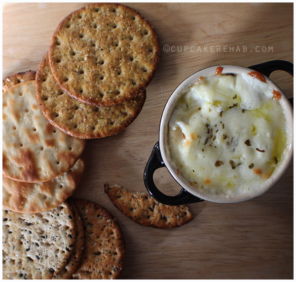 Baked ricotta dip and Milton's craft bakers crackers.
