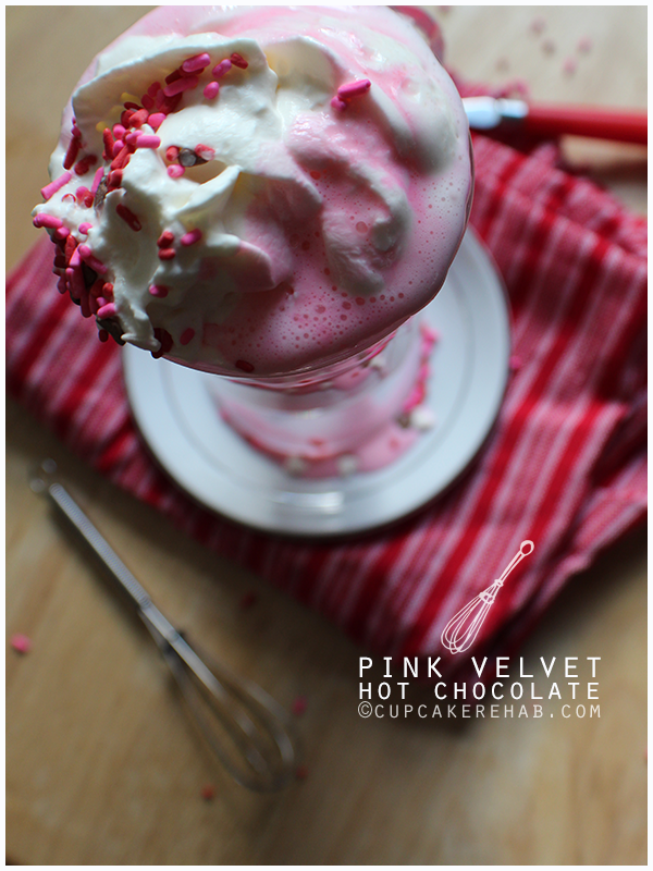 Pink velvet hot cocoa! Insanely easy and insanely pretty.