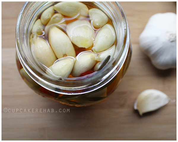 French pickled garlic with herbes de provence.