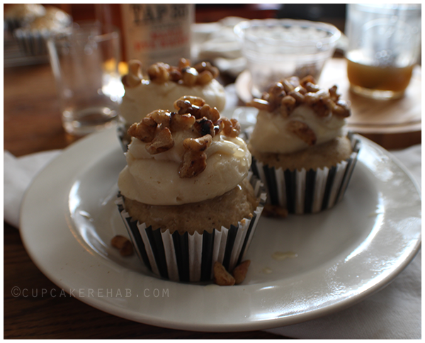 Toasted maple walnut cupcakes (with a surprise).