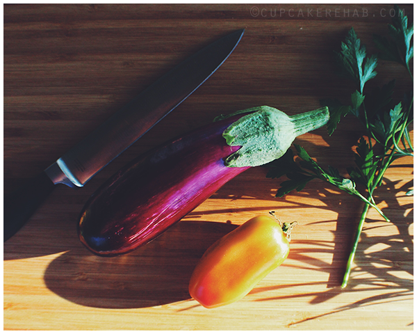 Fairtytale eggplant and San Marzano tomato.
