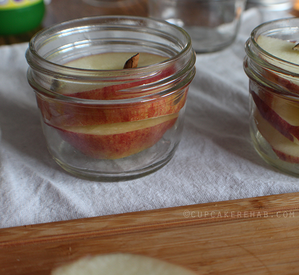 Canned spiced apple rings.