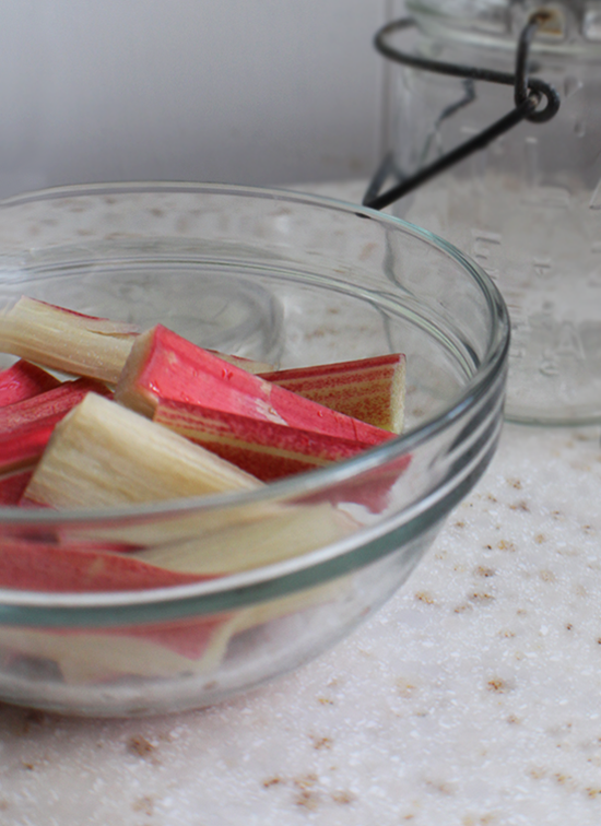Bowl of rhubarb (click through for two rhubarb recipes)
