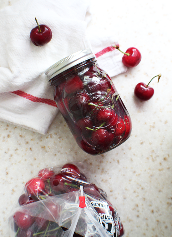 Cherries in a light almond-y syrup. #sweetpreservation