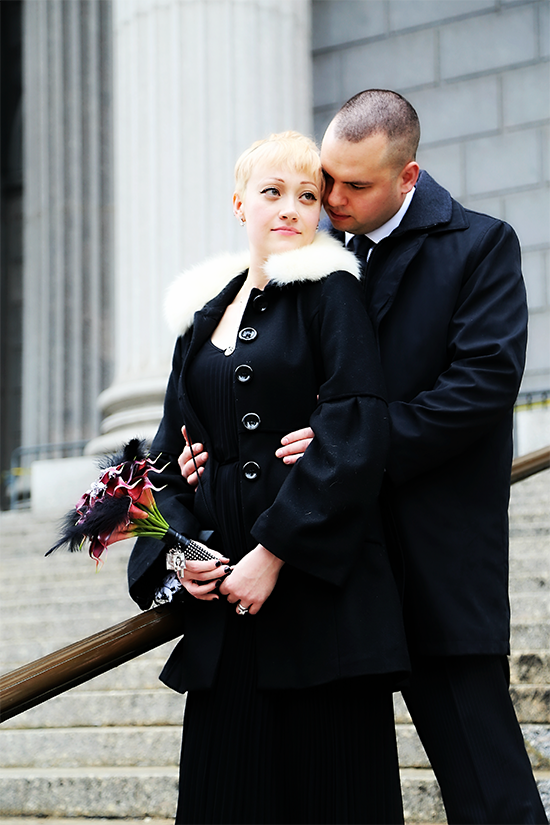 My husband and I | A New York City Hall wedding (photo by Janai McNeil of Pixel Perfect Photography #bridesinblack #offbeatbrides #nycbrides