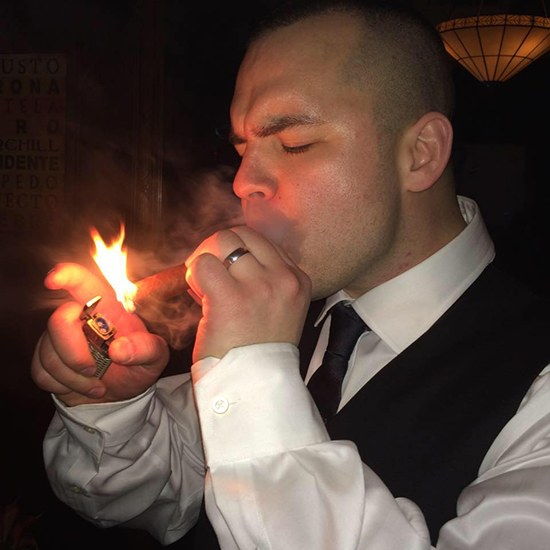 Jay smokin' it up at the Soho Cigar Bar | New York City Hall wedding