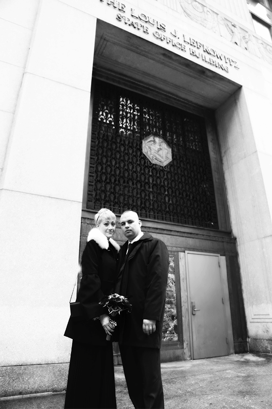 Outside City Hall | A New York City Hall wedding #bridesinblack #offbeatbrides #nycbrides