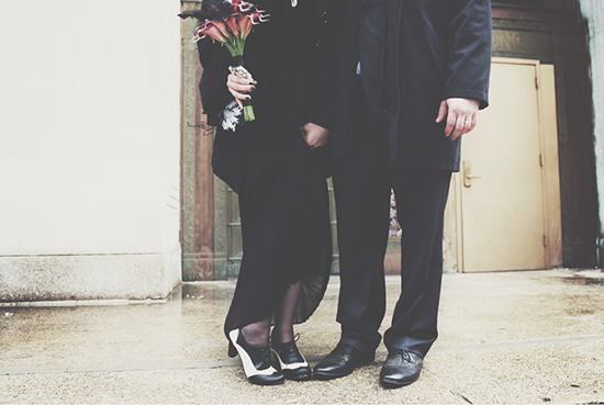 Our awesome shoes | New York City Hall wedding (Photo by Janai McNeil of Pixel Perfect Photography) #bridesinblack #offbeatbrides #nycbrides