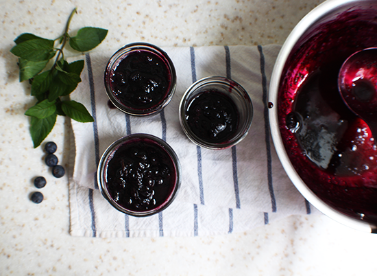 Blueberry and mint honey jam.
