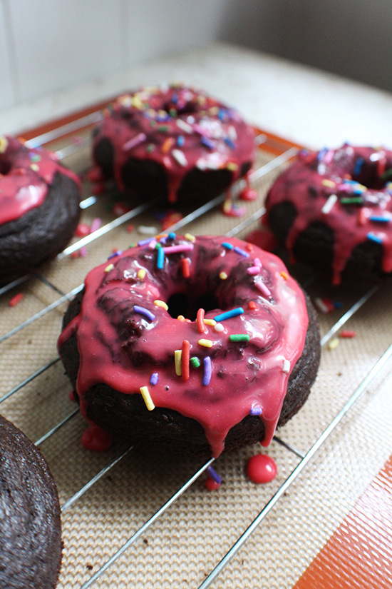 Baked chocolate cake donuts!