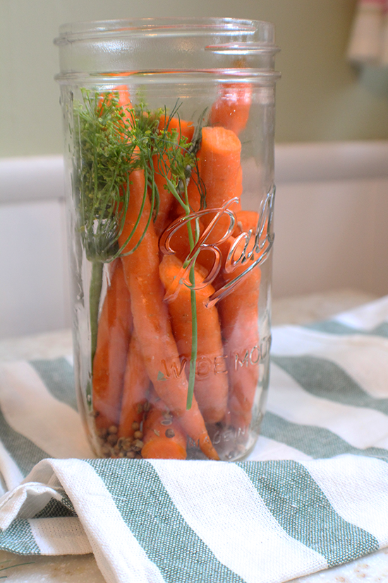 Quick maple whiskey carrot pickles.