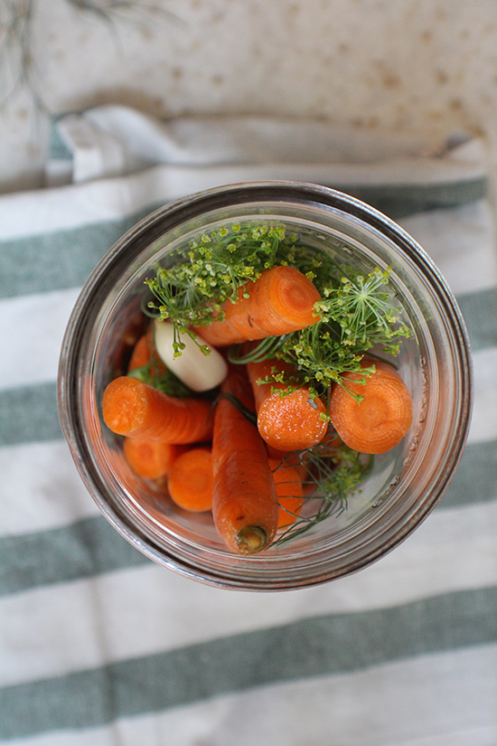 Maple whiskey pickled carrots.