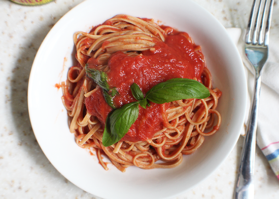Simple, fresh and easy summer tomato sauce. Adapted from a recipe by Marcella Hazan.