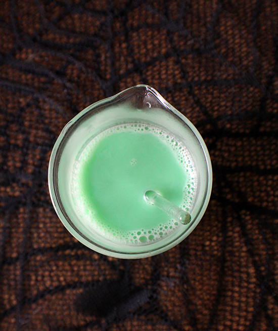 Mad Scientist's Cocktail- aka white hot chocolate turned green!