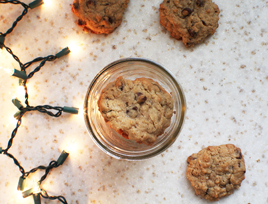 Chocolate chip oatmeal cookies. A Christmas classic cookie.