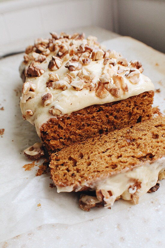 Pumpkin ginger cake with maple frosting!