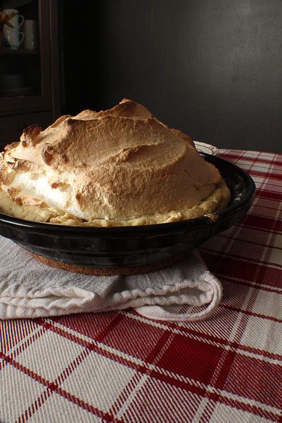 Butterscotch pie with toasted meringue.