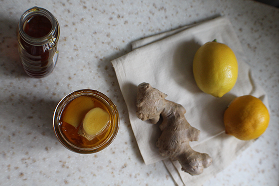 Honey lemon ginger flu tea.