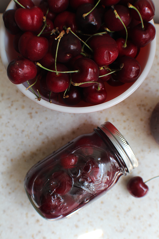 Cherries in coconut syrup.