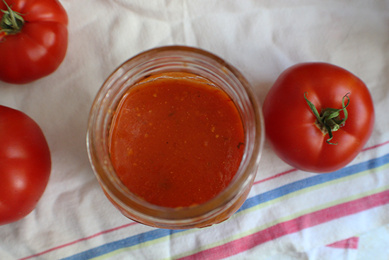 Canned homemade tomato sauce.