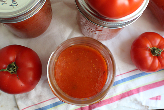 Canned homemade tomato sauce.