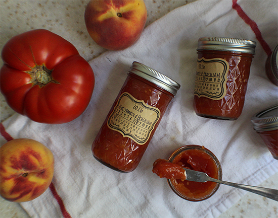 Hot tomato peach jam.